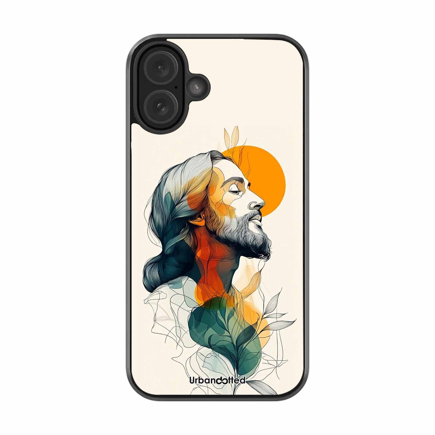 Jesus in Profile Prayer Glass Case For iPhone 16 Plus