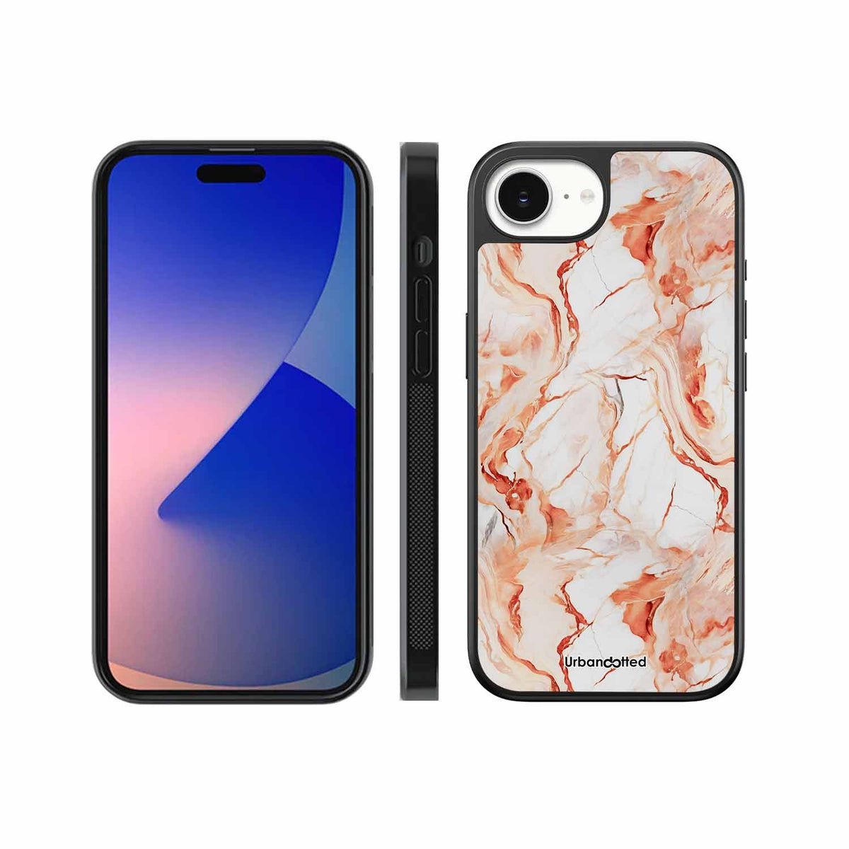 Elegant Rose Gold Veins Glass Case For iPhone 17e
