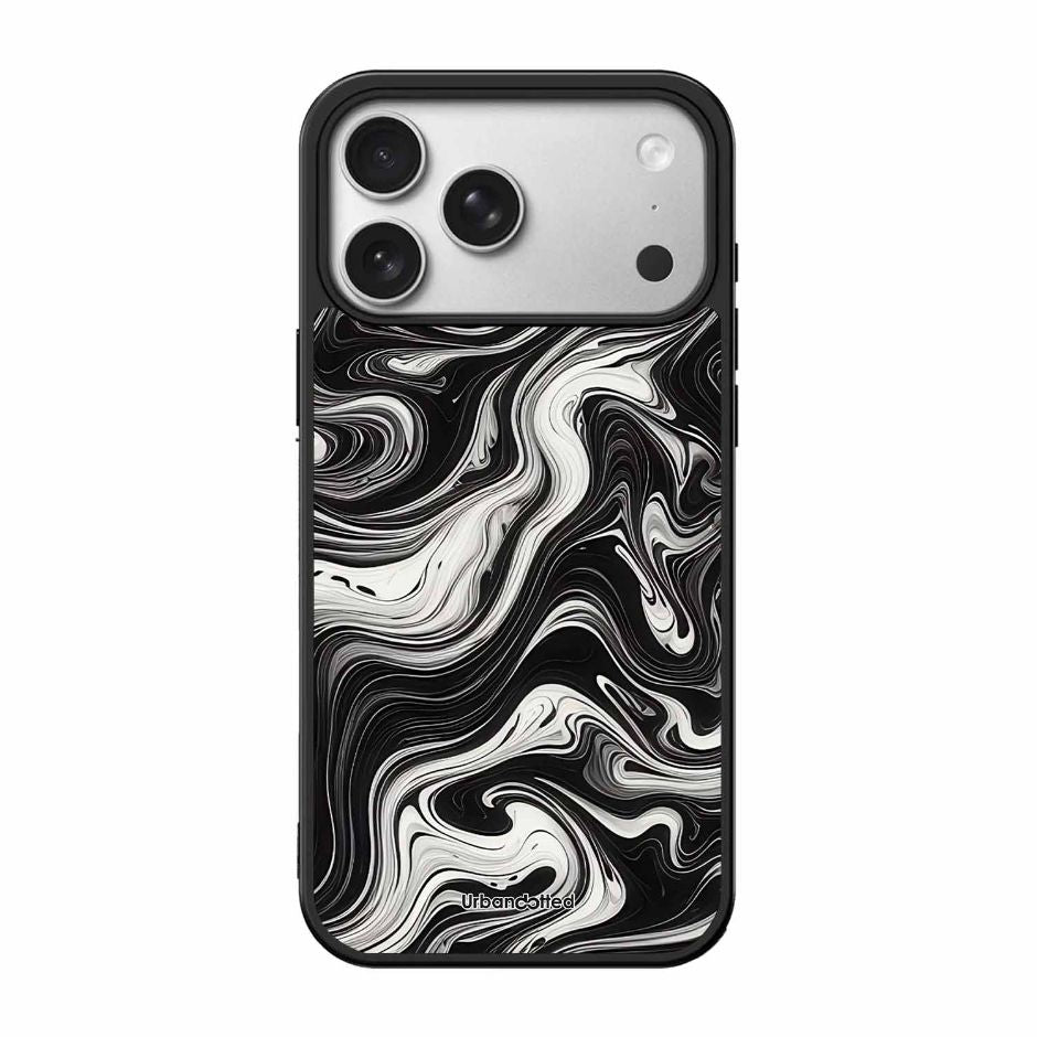 Monochrome Marble Glass Case For iPhone 17 Pro