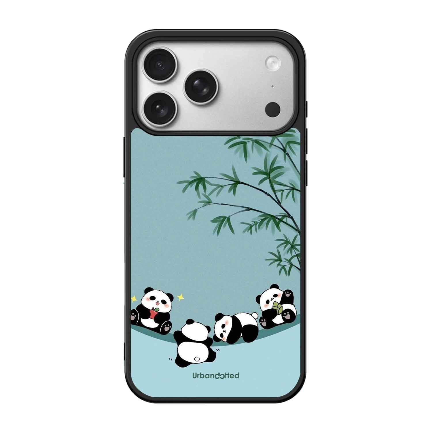 Cute Resting Pandas Glass Case For iPhone 17 Pro