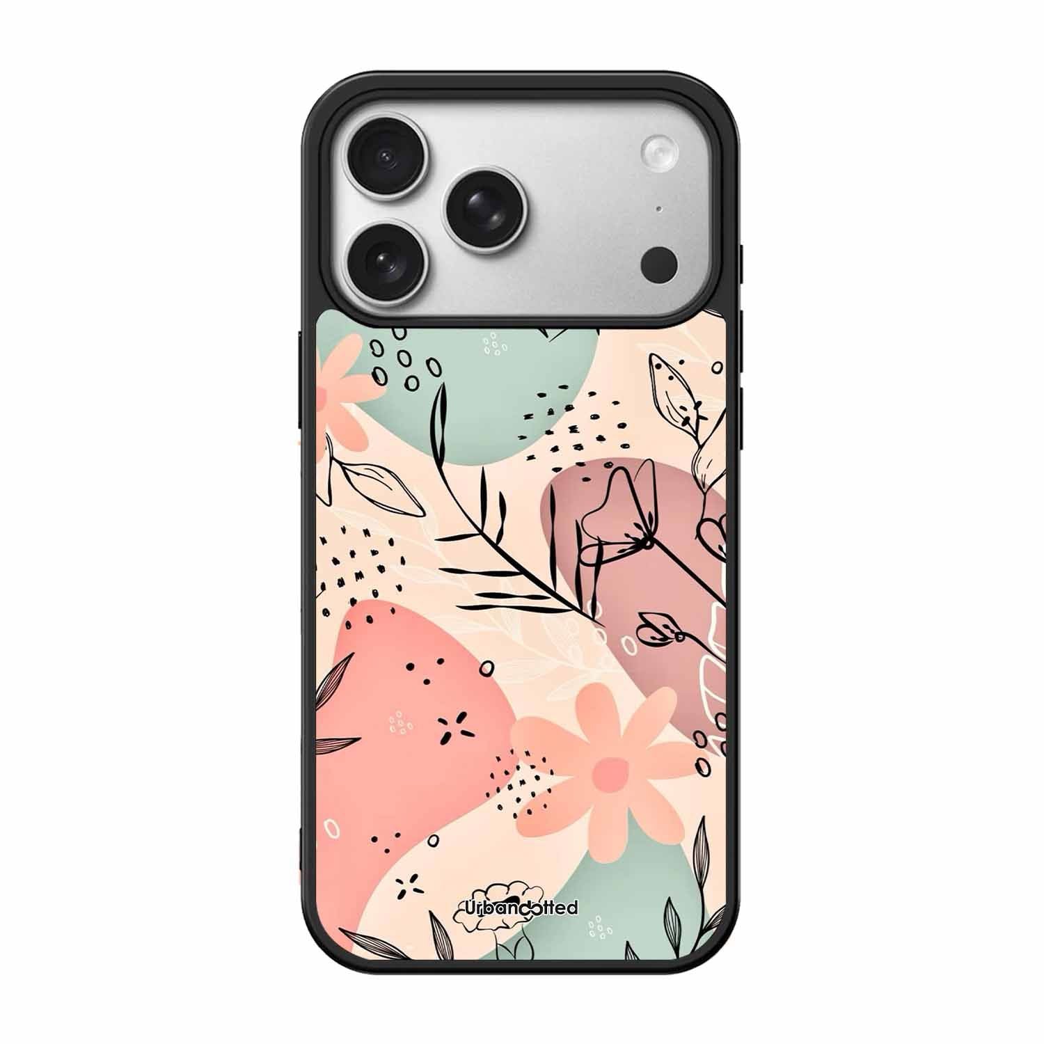 Abstract Floral Glass Case For iPhone 17 Pro