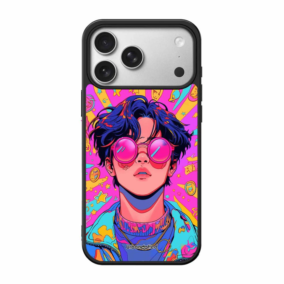 Neon Vibes Portrait Glass Case For iPhone 17 Pro