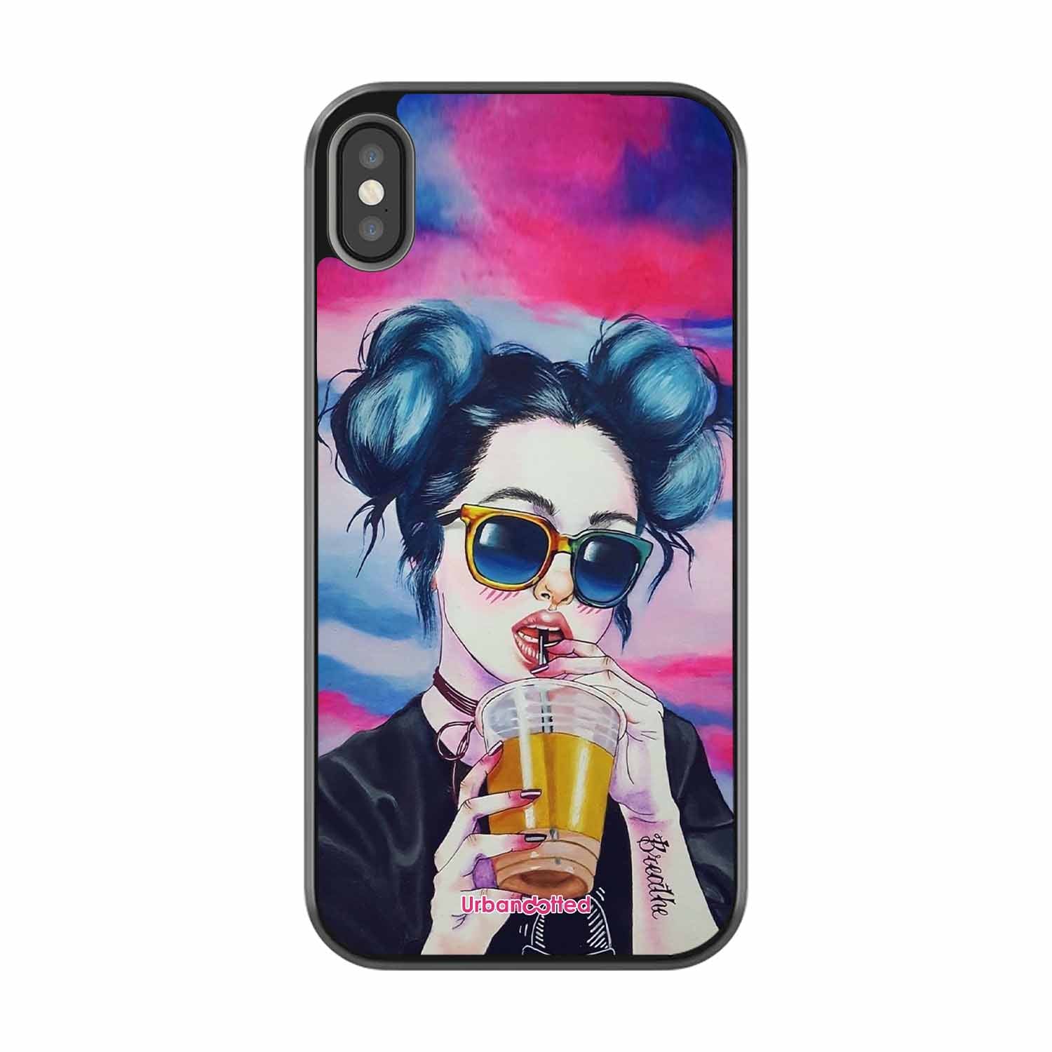 "Breathe" Tattoo Girl Glass Case For iPhone XS