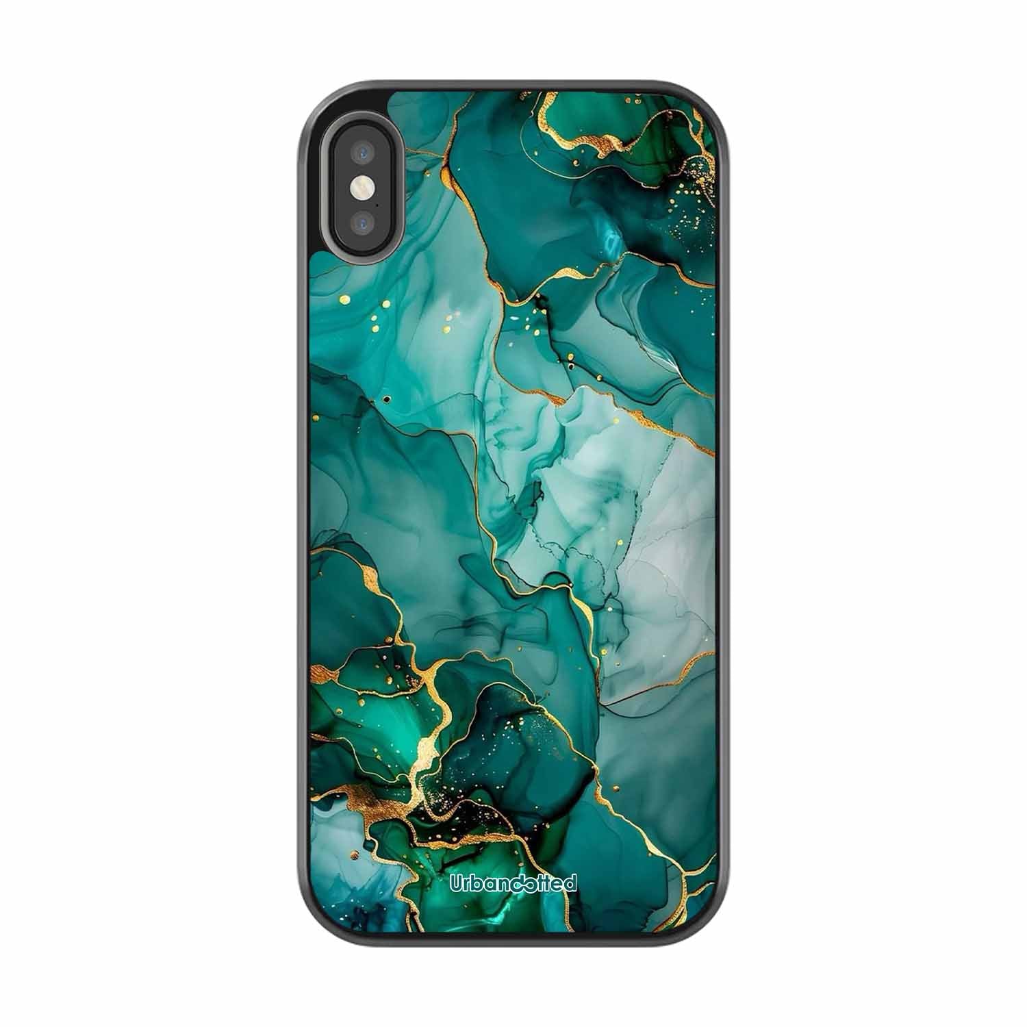 Emerald Green Gold Marble Glass Case For iPhone XS Max