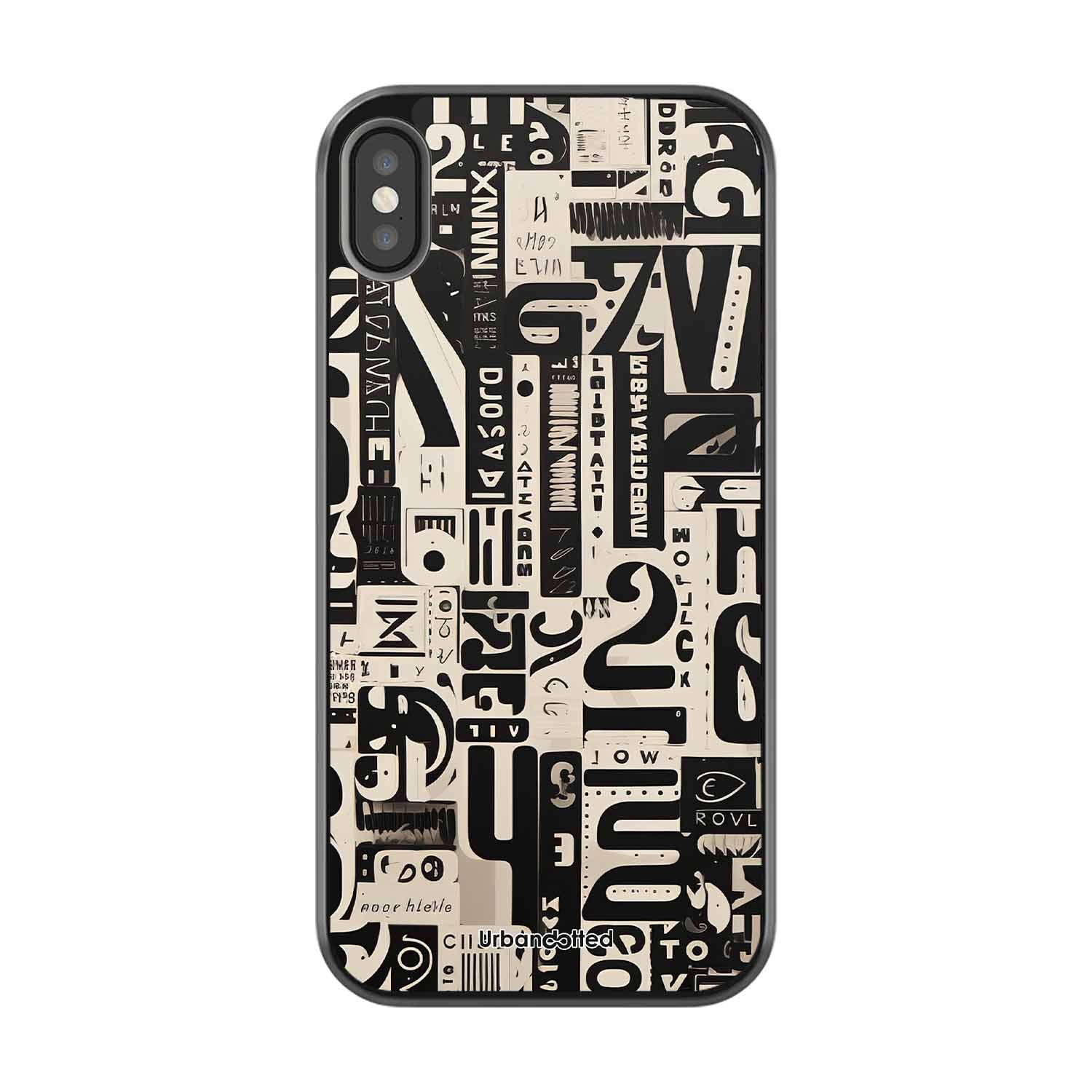 Abstract Typography Collage Glass Case For iPhone XS Max