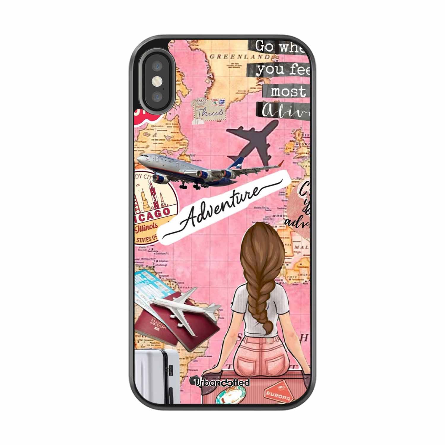 Travel Adventure Map Glass Case For iPhone XS Max