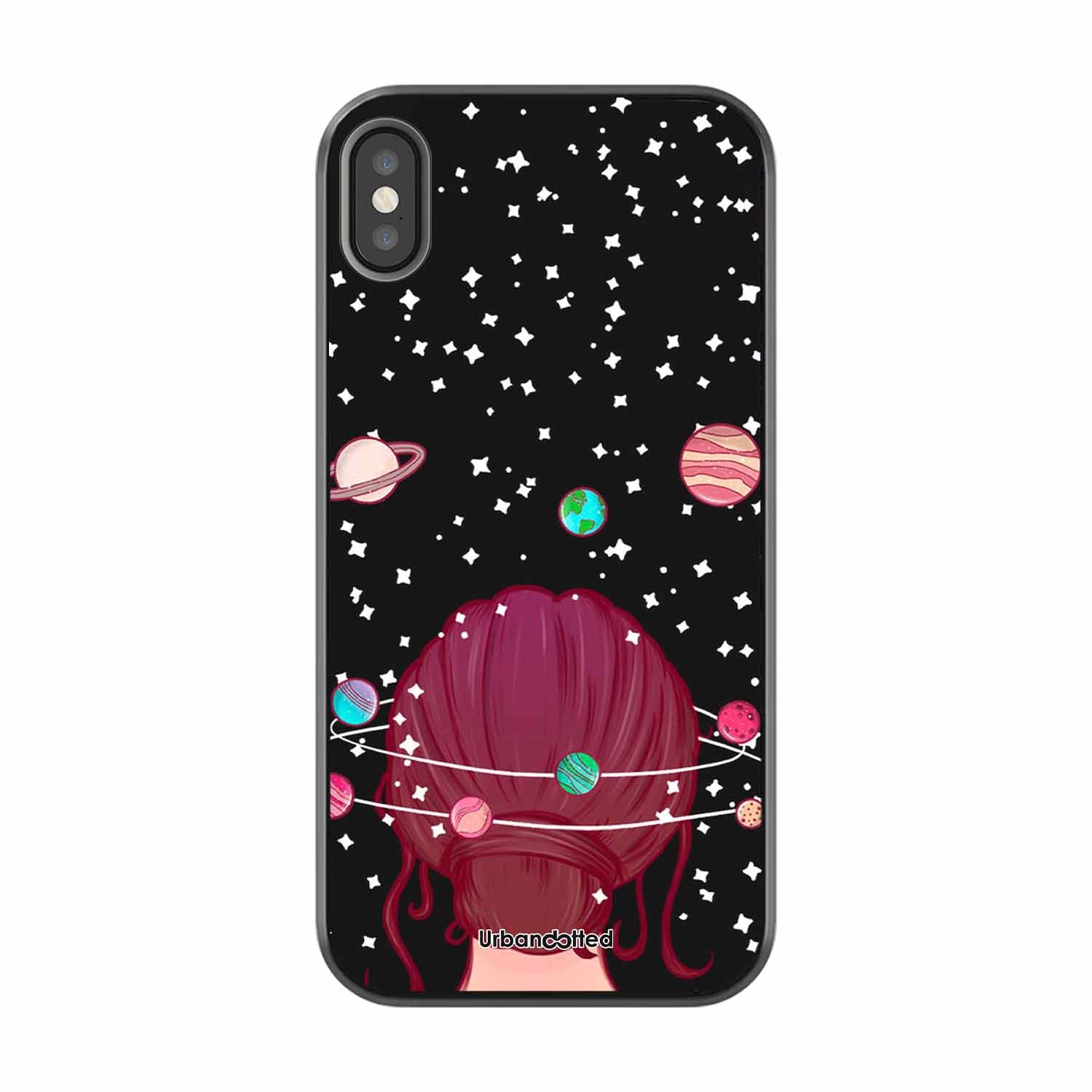 Galactic Hair Space Girl Glass Case For iPhone XS Max