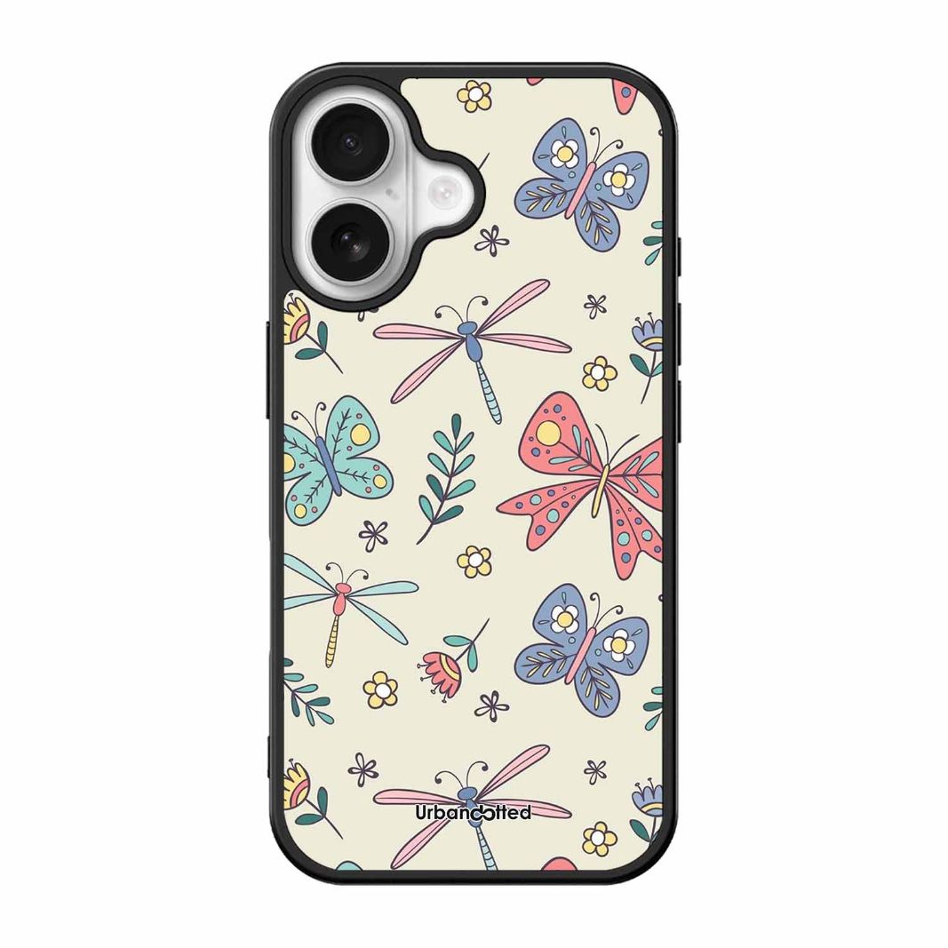 Butterfly and Dragonfly Garden Glass Case For iPhone 17