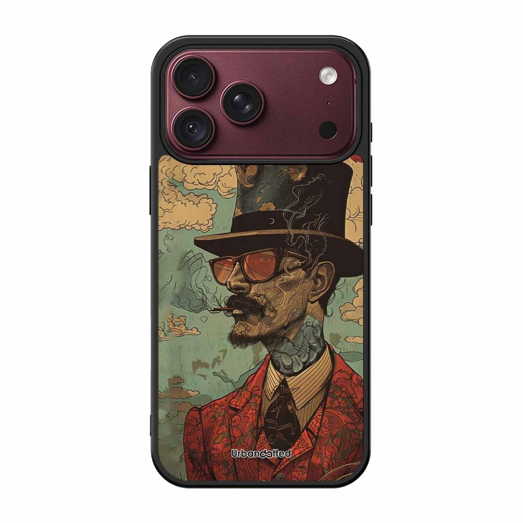 Steampunk Gentleman Smoker Glass Case For iPhone 18 Pro