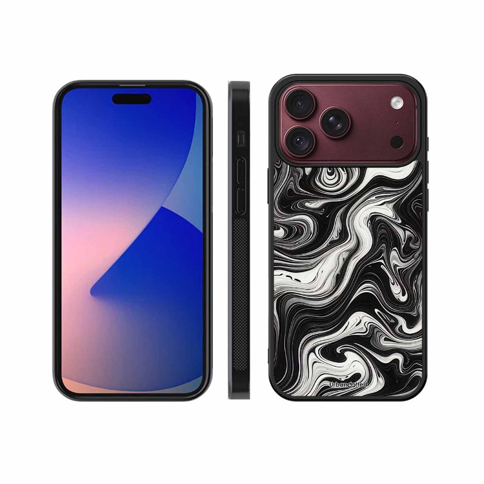 Monochrome Marble Glass Case For iPhone 18 Pro