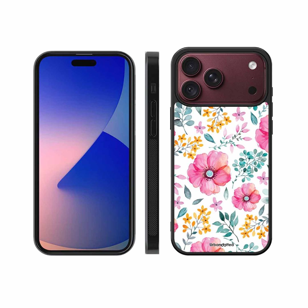 True Blue Wildflower Glass Case For iPhone 18 Pro