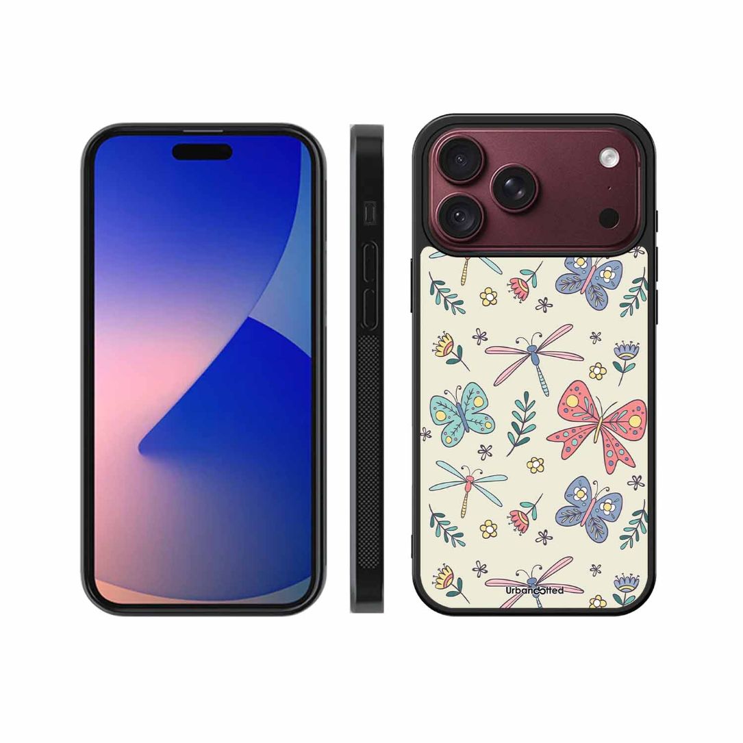 Butterfly and Dragonfly Garden Glass Case For iPhone 18 Pro