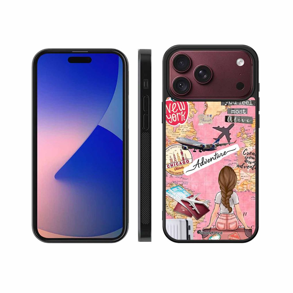 Travel Adventure Map Glass Case For iPhone 18 Pro