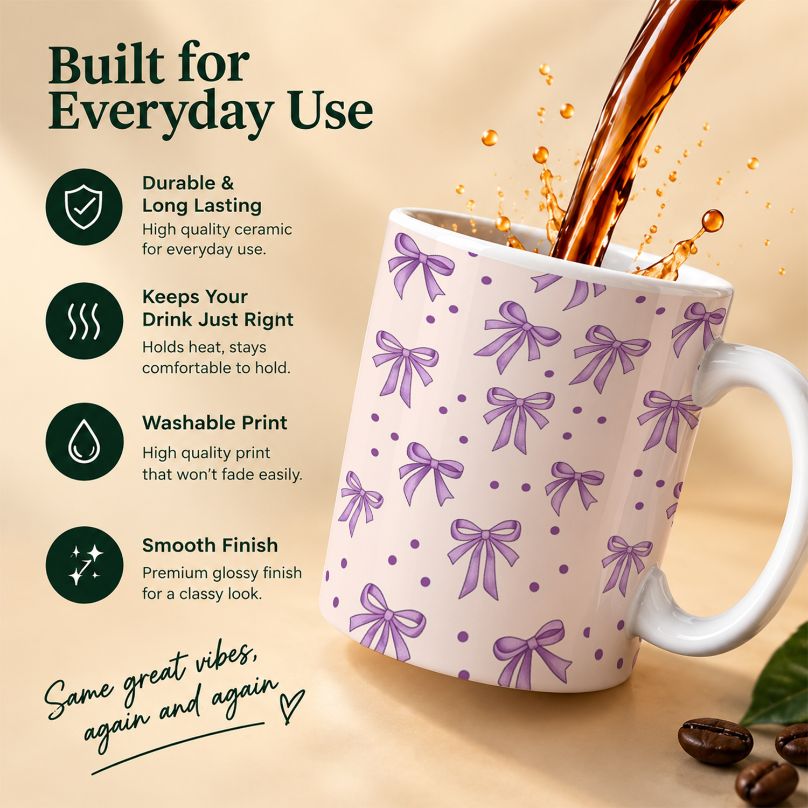 Coquette Lilac Bows Coffee Mug