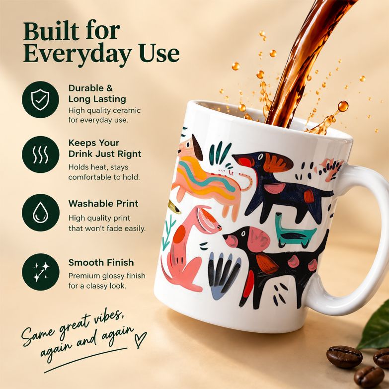 Whimsical Pups and Flora Coffee Mug