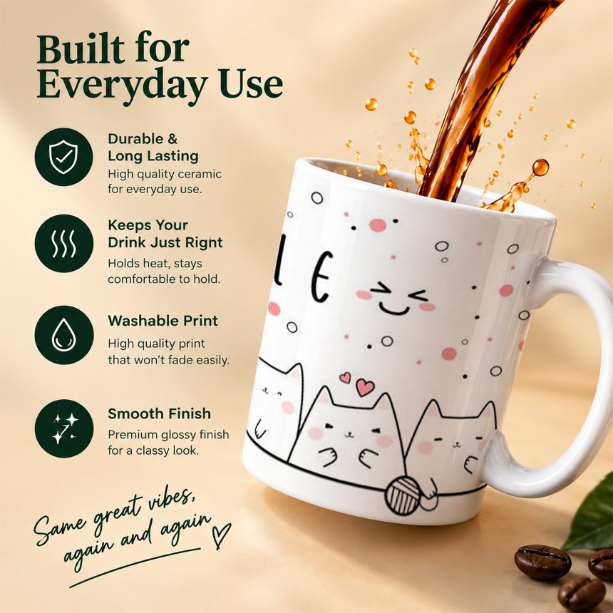 Kawaii Cats Smile Quote Coffee Mug