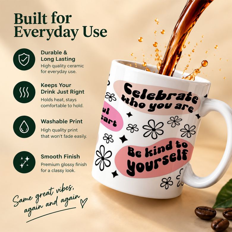 Positive Vibes Retro Floral Coffee Mug
