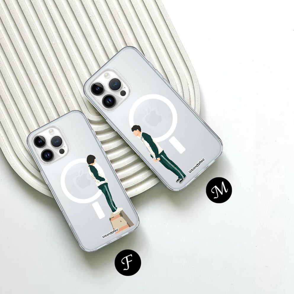 Green Game Style Crystal Clear Couple Case