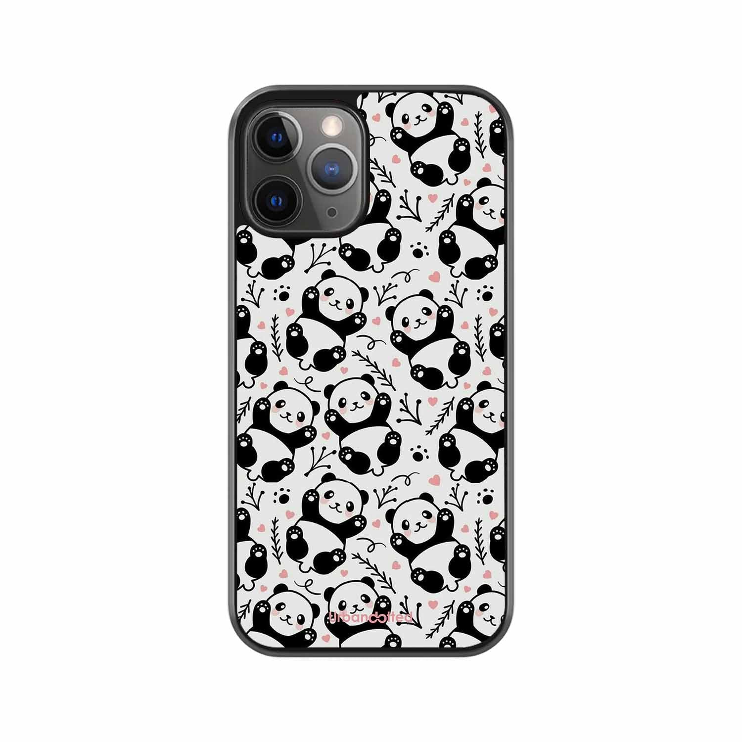 Cute Doodle Panda Glass Case For iPhone 11 Pro Max