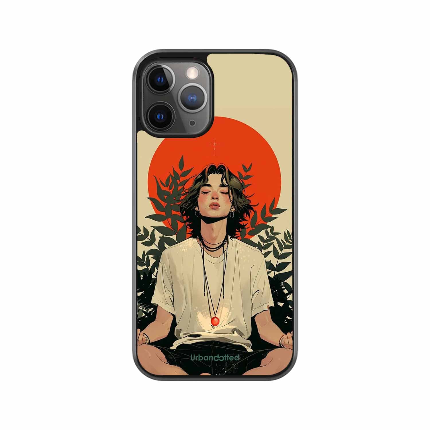Meditating Figure Glass Case For iPhone 11 Pro Max
