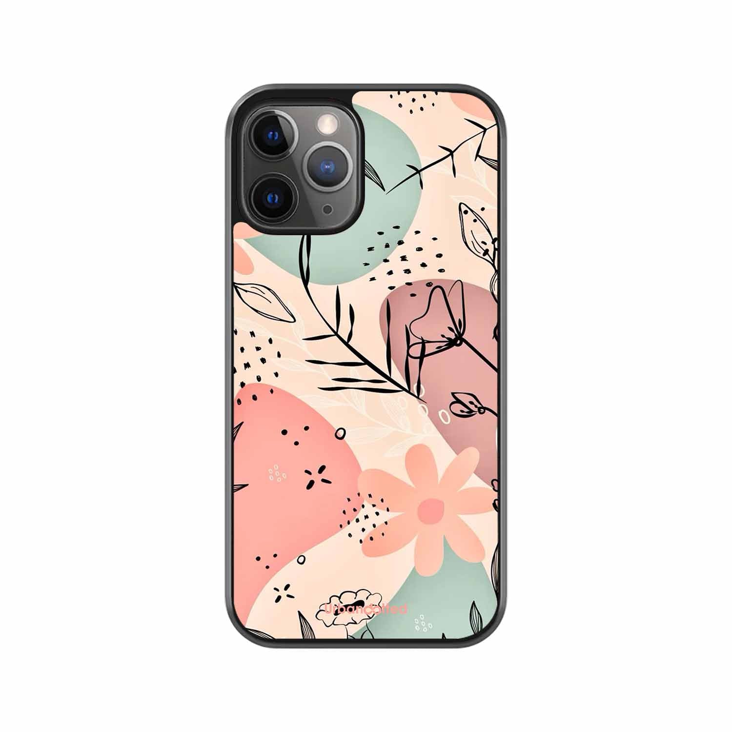 Abstract Floral Glass Case For iPhone 11 Pro Max