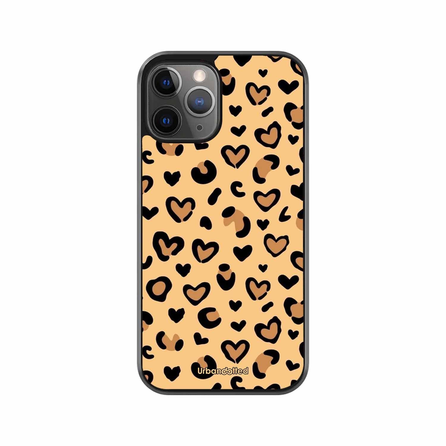 Native Animal Print Hearts Glass Case For iPhone 11 Pro