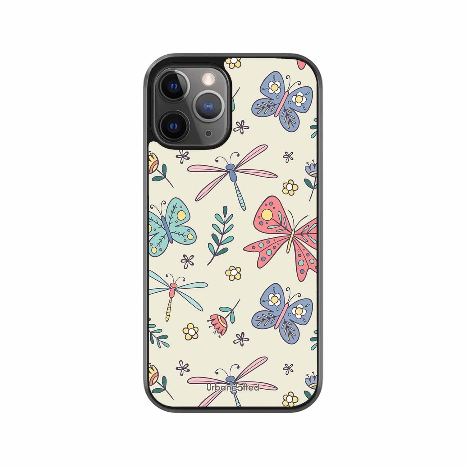 Butterfly and Dragonfly Garden Glass Case For iPhone 11 Pro Max