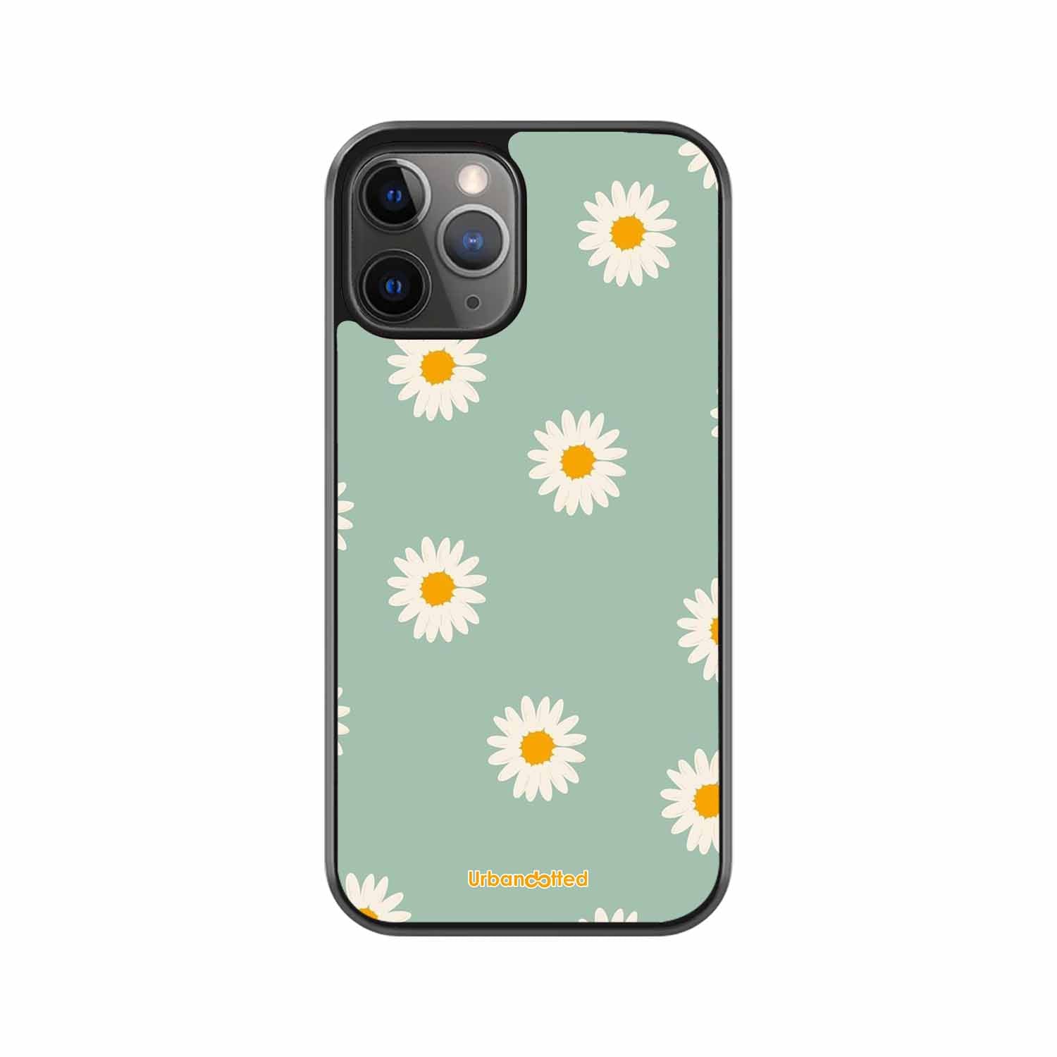 Scattered White Daisies Glass Case For iPhone 11 Pro