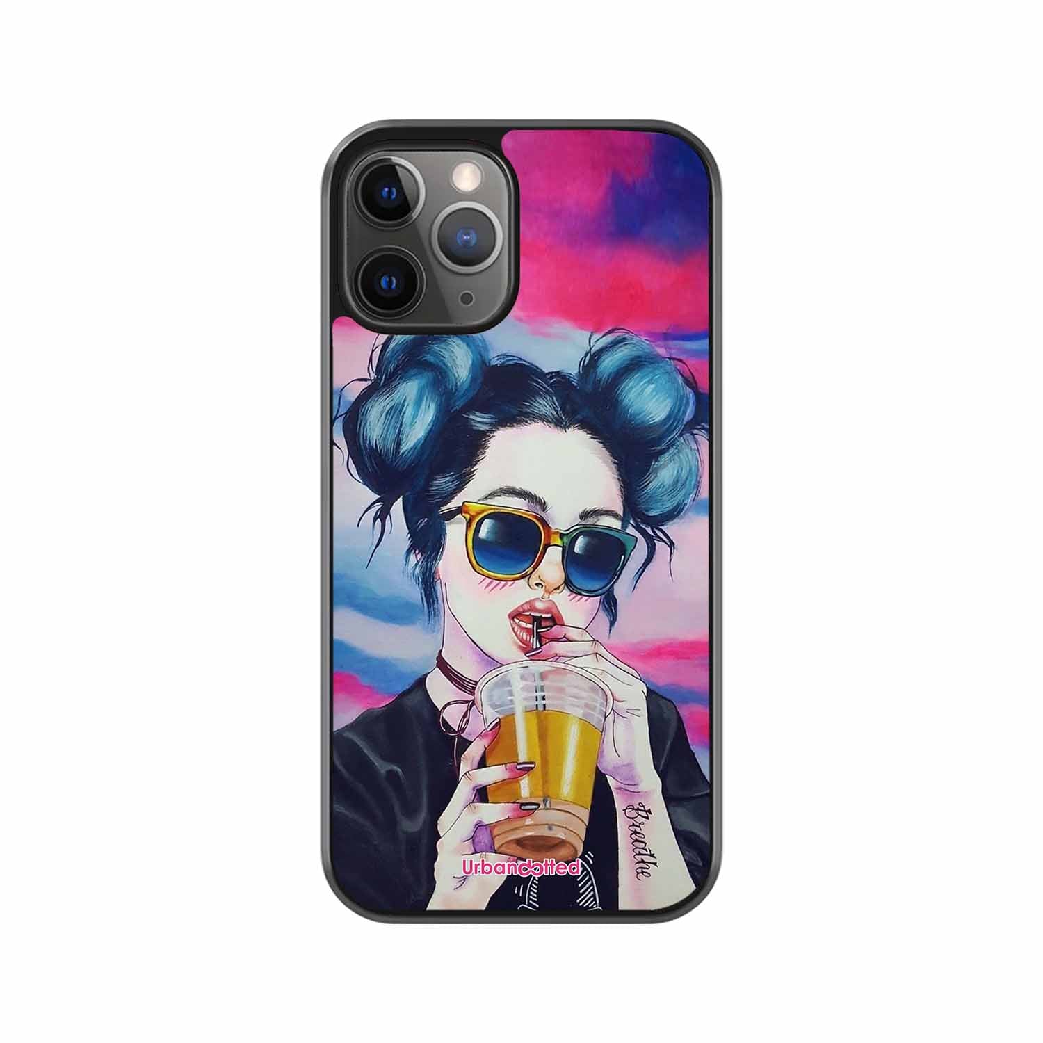 "Breathe" Tattoo Girl Glass Case For iPhone 11 Pro