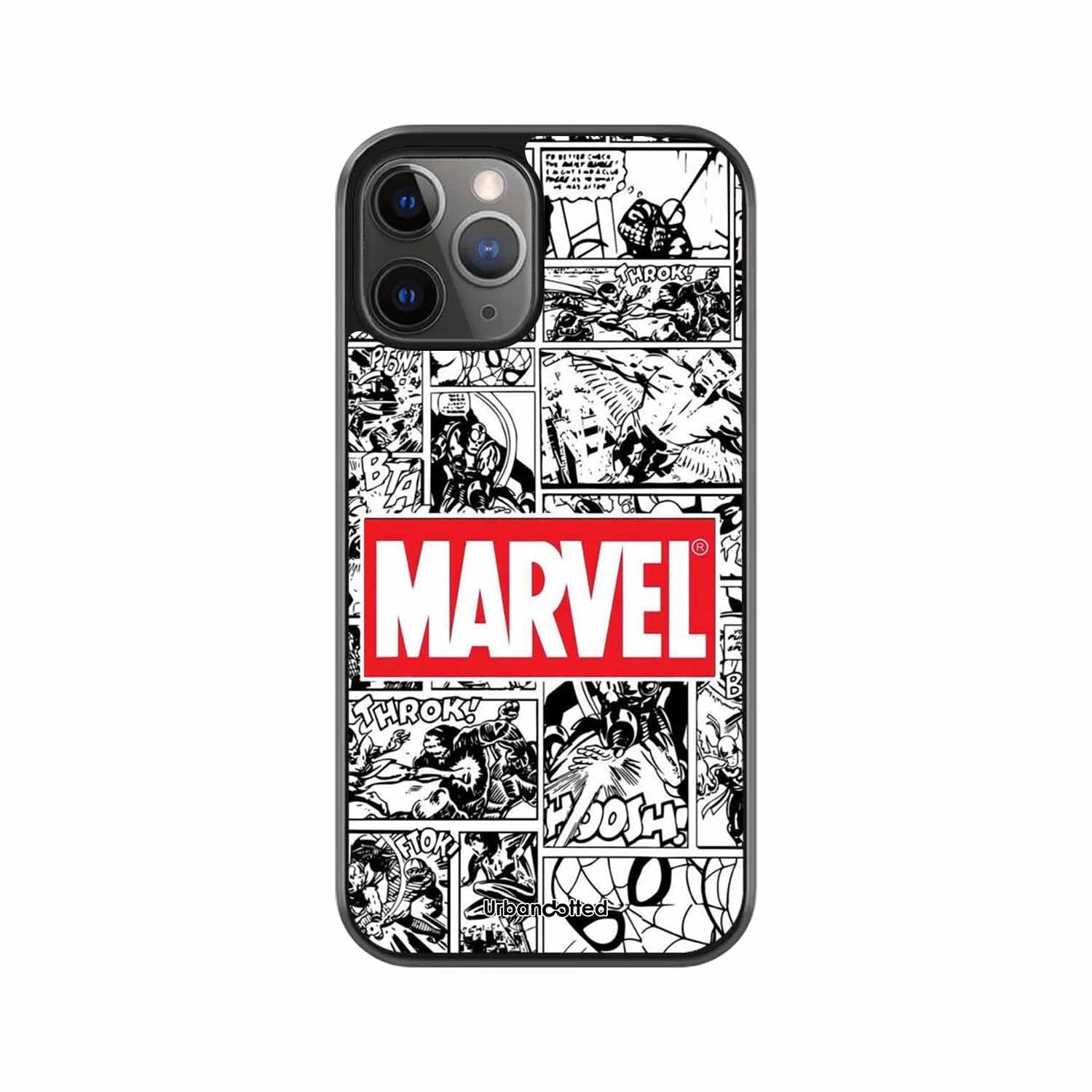 Black and White Comic Book Glass Case For iPhone 11 Pro