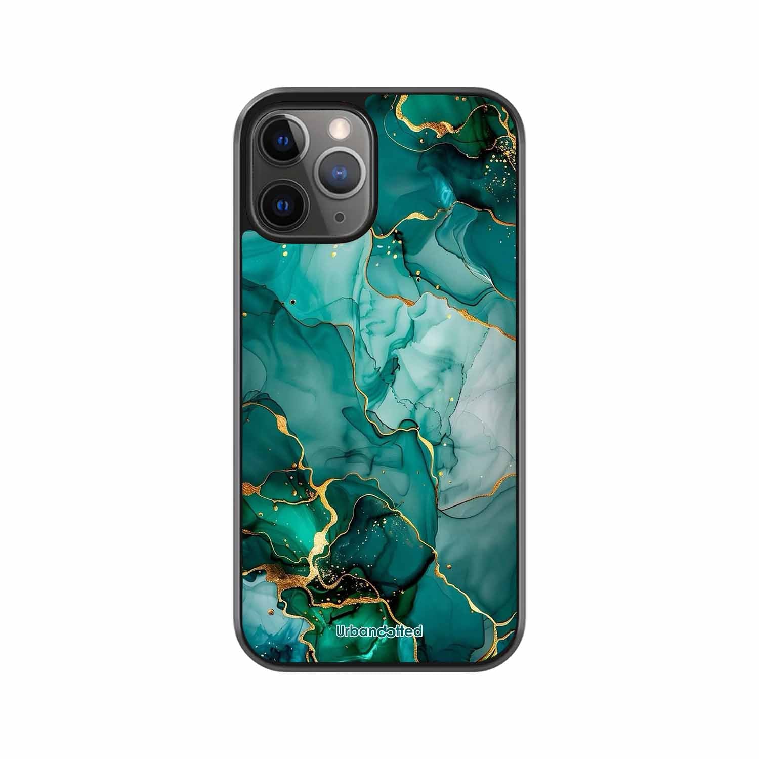 Emerald Green Gold Marble Glass Case For iPhone 11 Pro