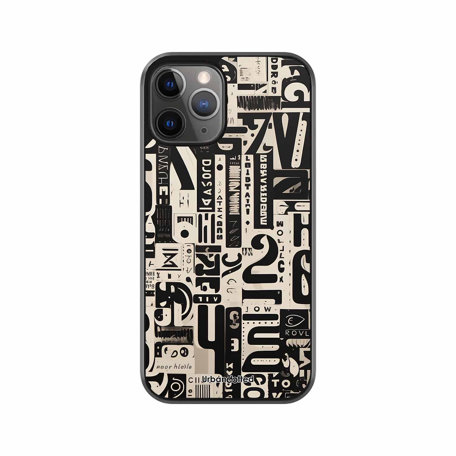 Abstract Typography Collage Glass Case For iPhone 11 Pro
