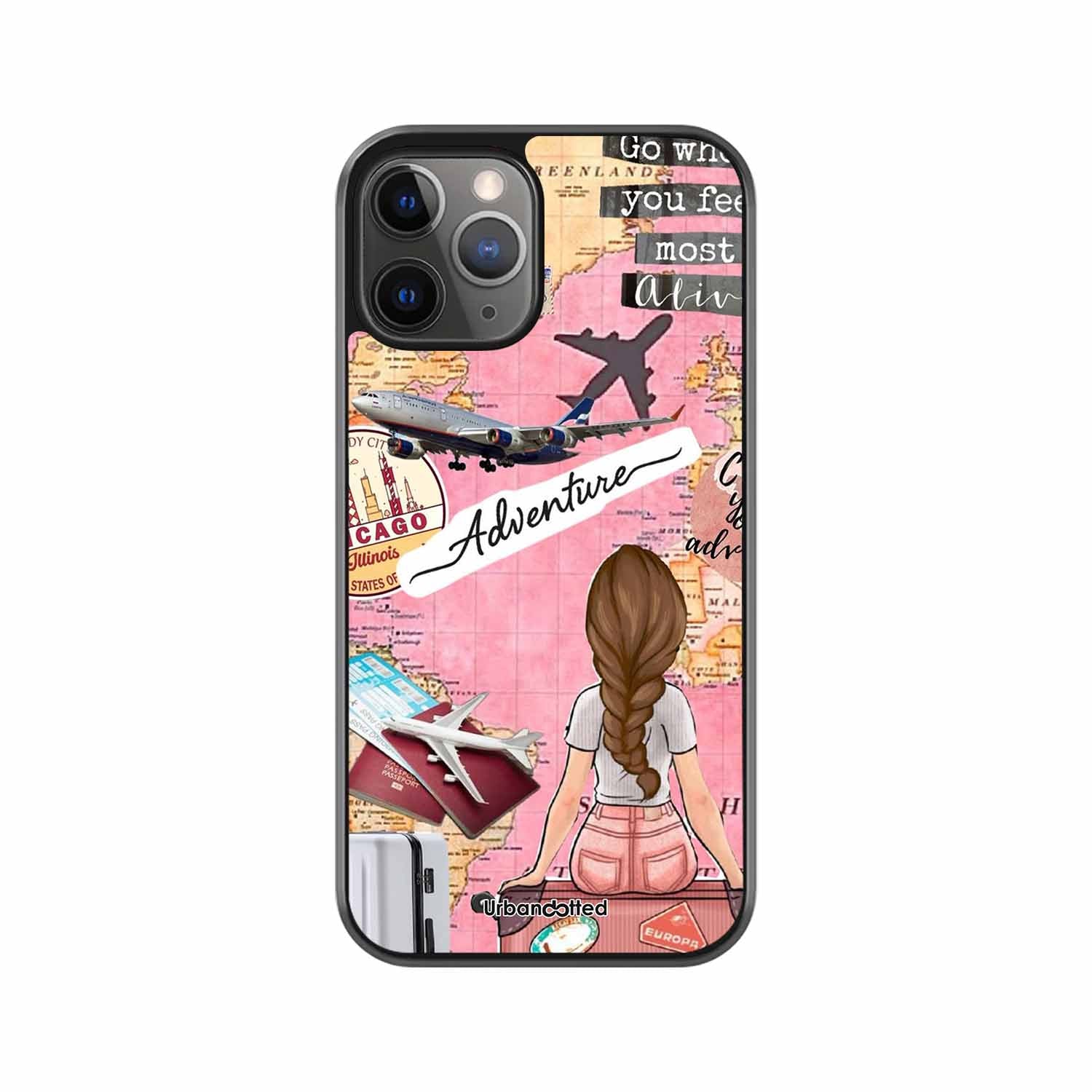 Travel Adventure Map Glass Case For iPhone 11 Pro
