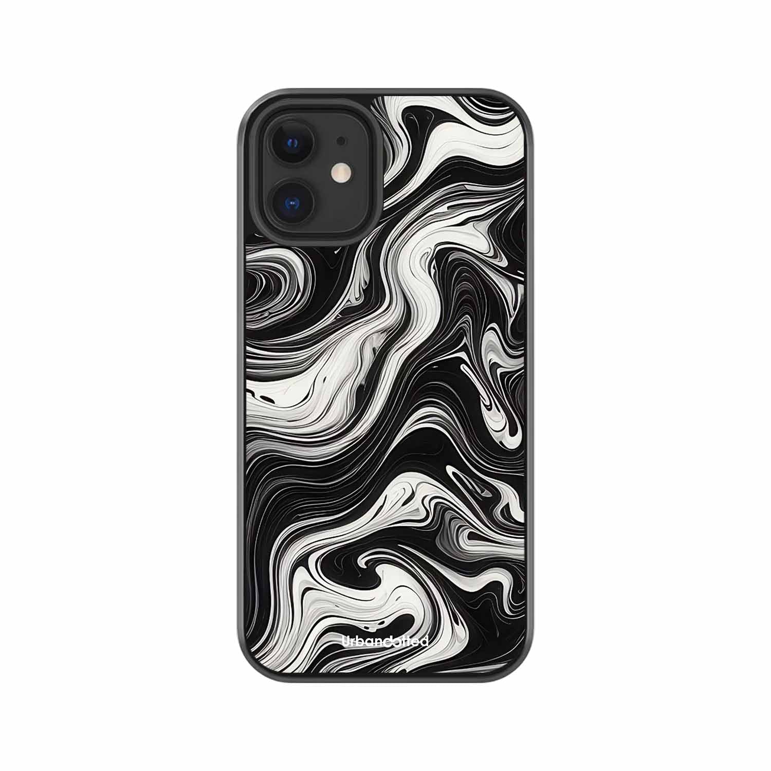 Monochrome Marble Glass Case For iPhone 12 Mini