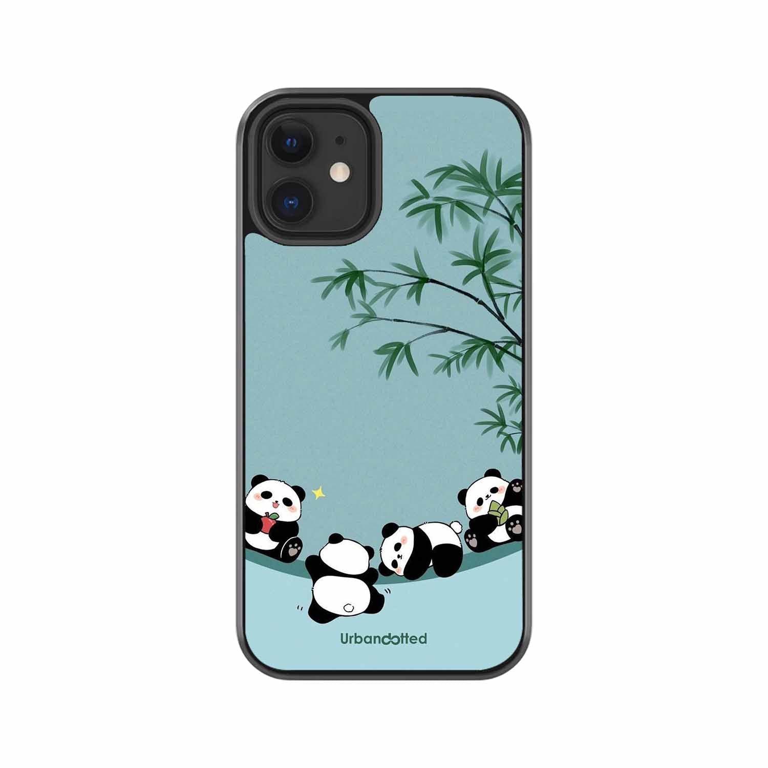 Cute Resting Pandas Glass Case For iPhone 12 Mini