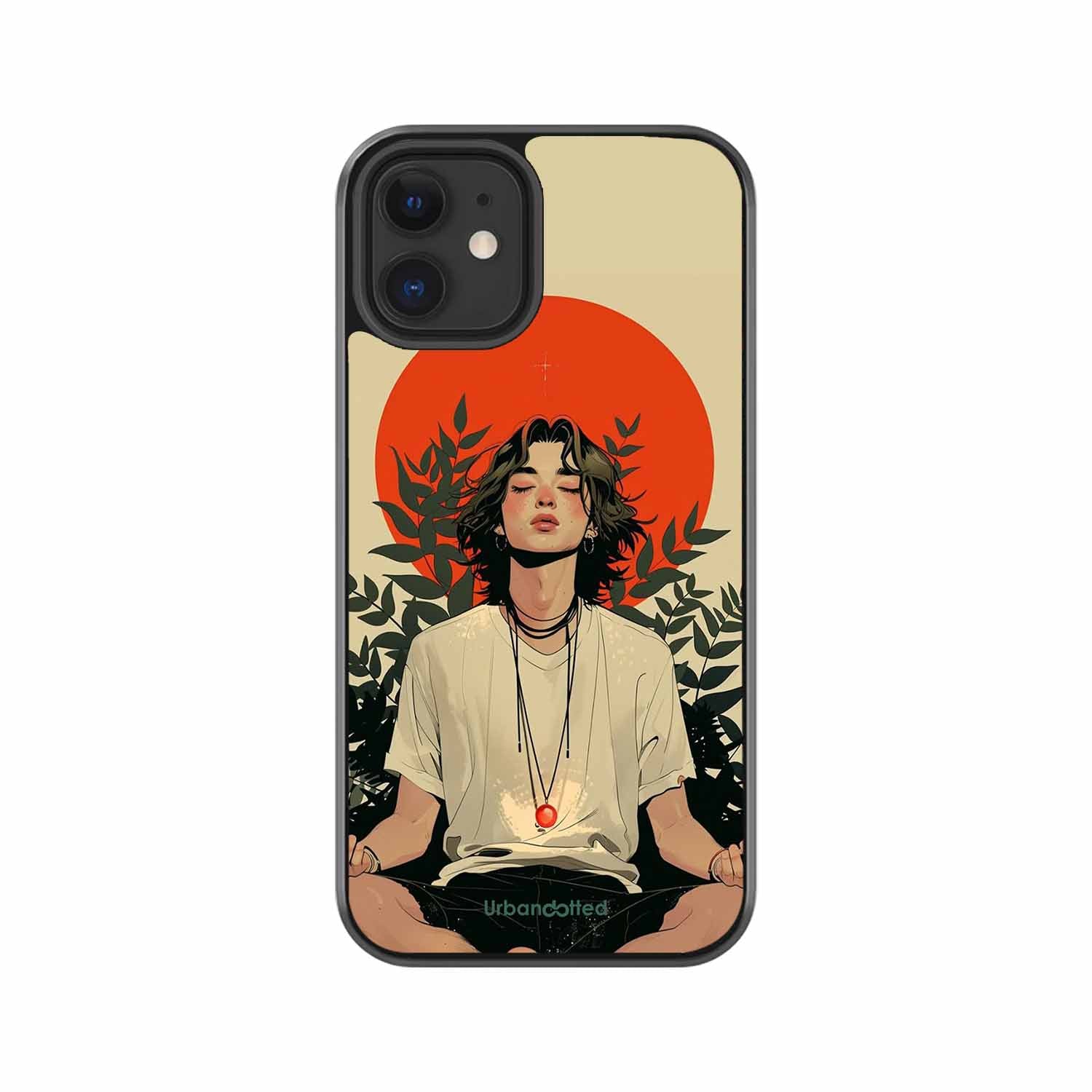 Meditating Figure Glass Case For iPhone 12 Mini