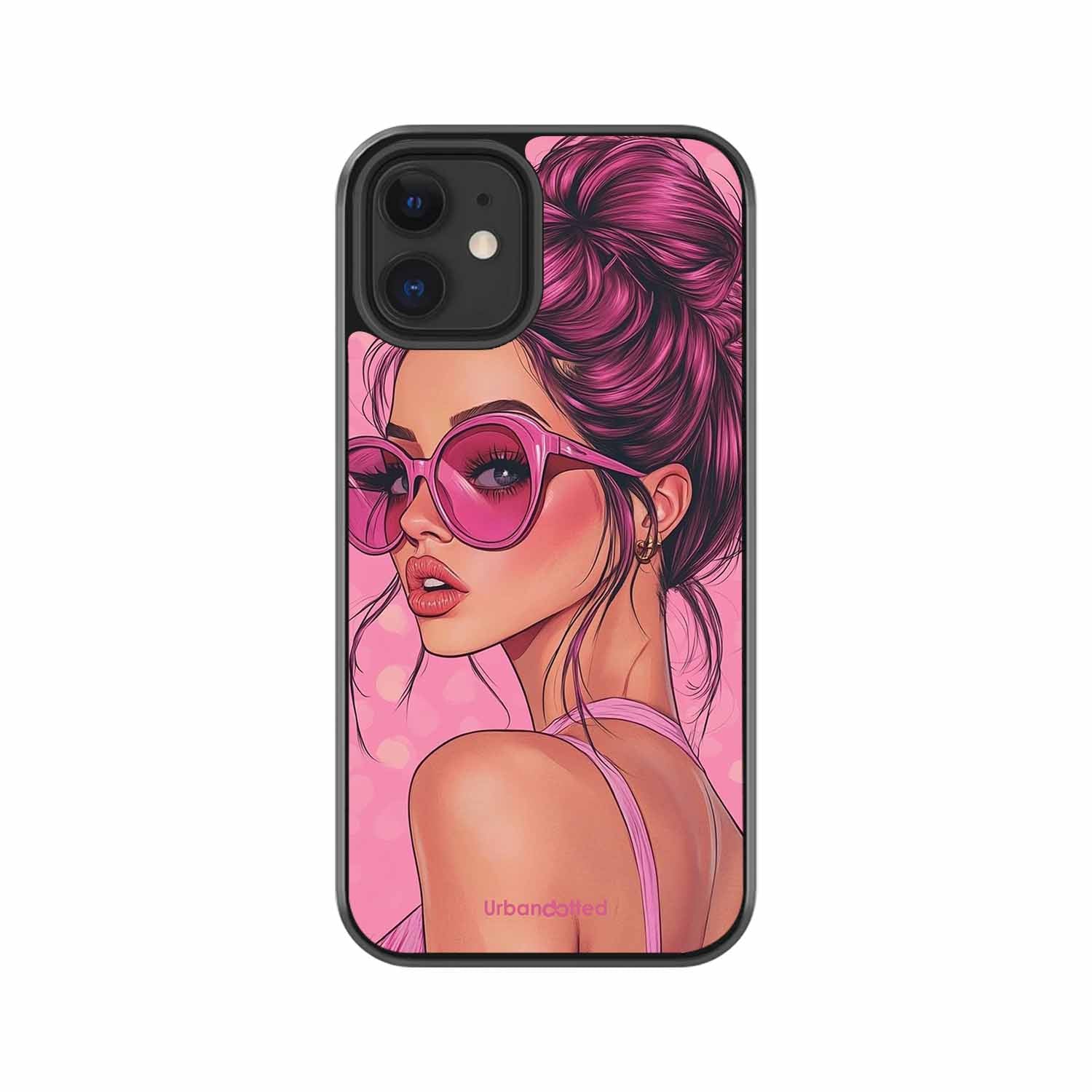 Retro Sunglasses Girl Glass Case For iPhone 12 Mini