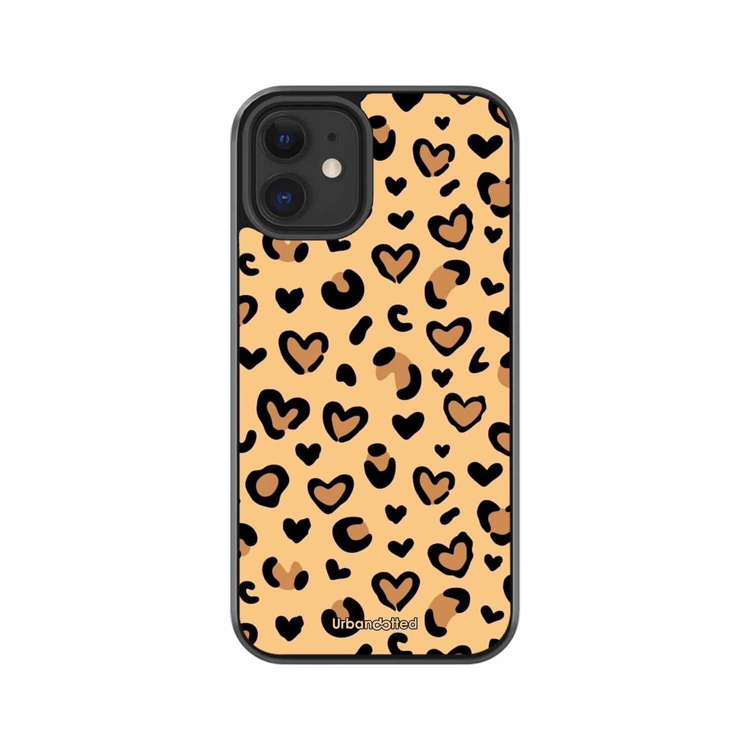 Native Animal Print Hearts Glass Case For iPhone 12 Mini