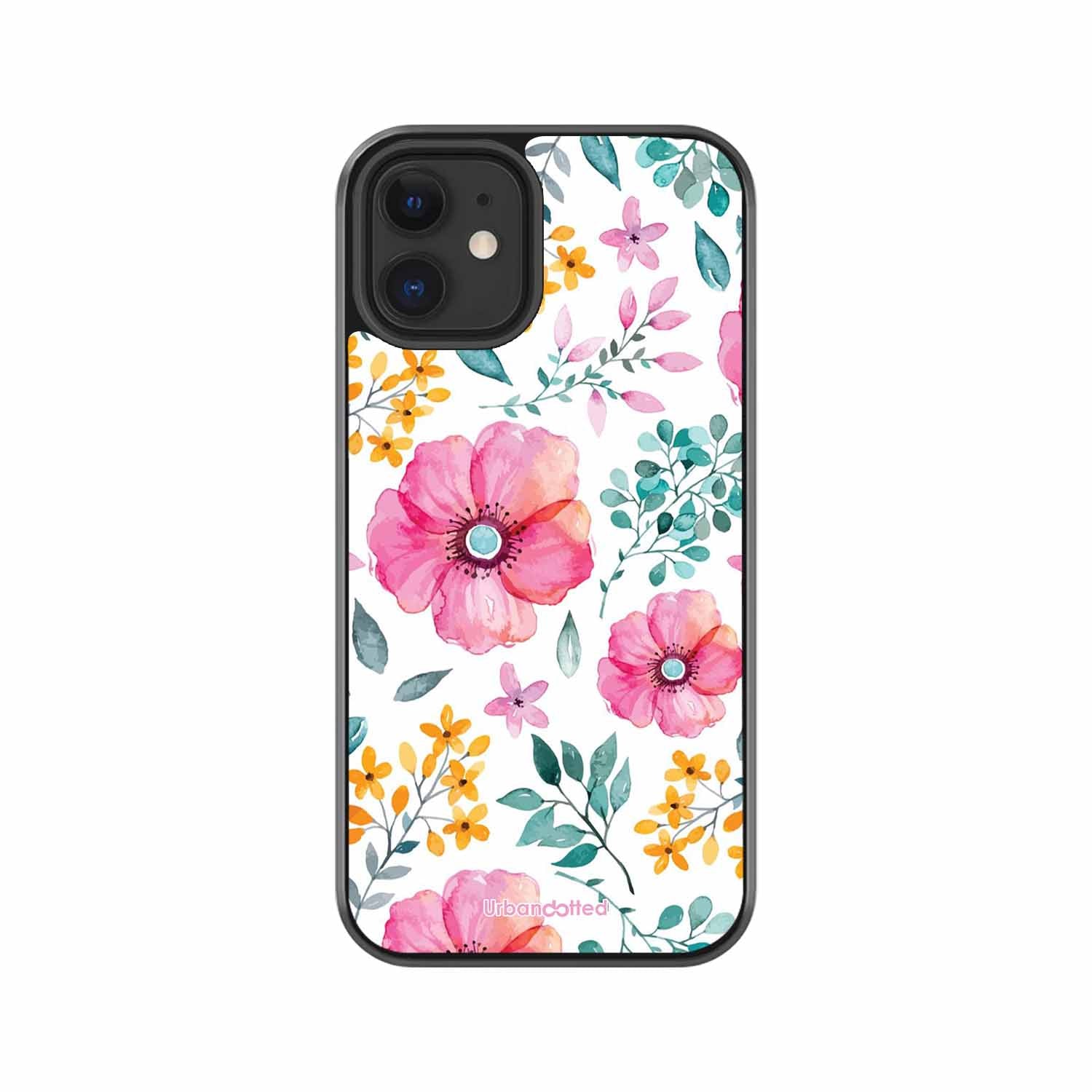 True Blue Wildflower Glass Case For iPhone 12 Mini