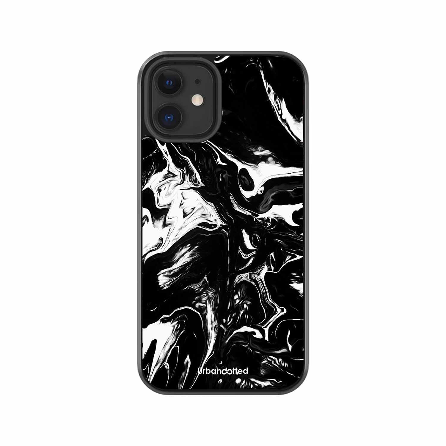 Dark Marble Texture Glass Case For iPhone 12 Mini