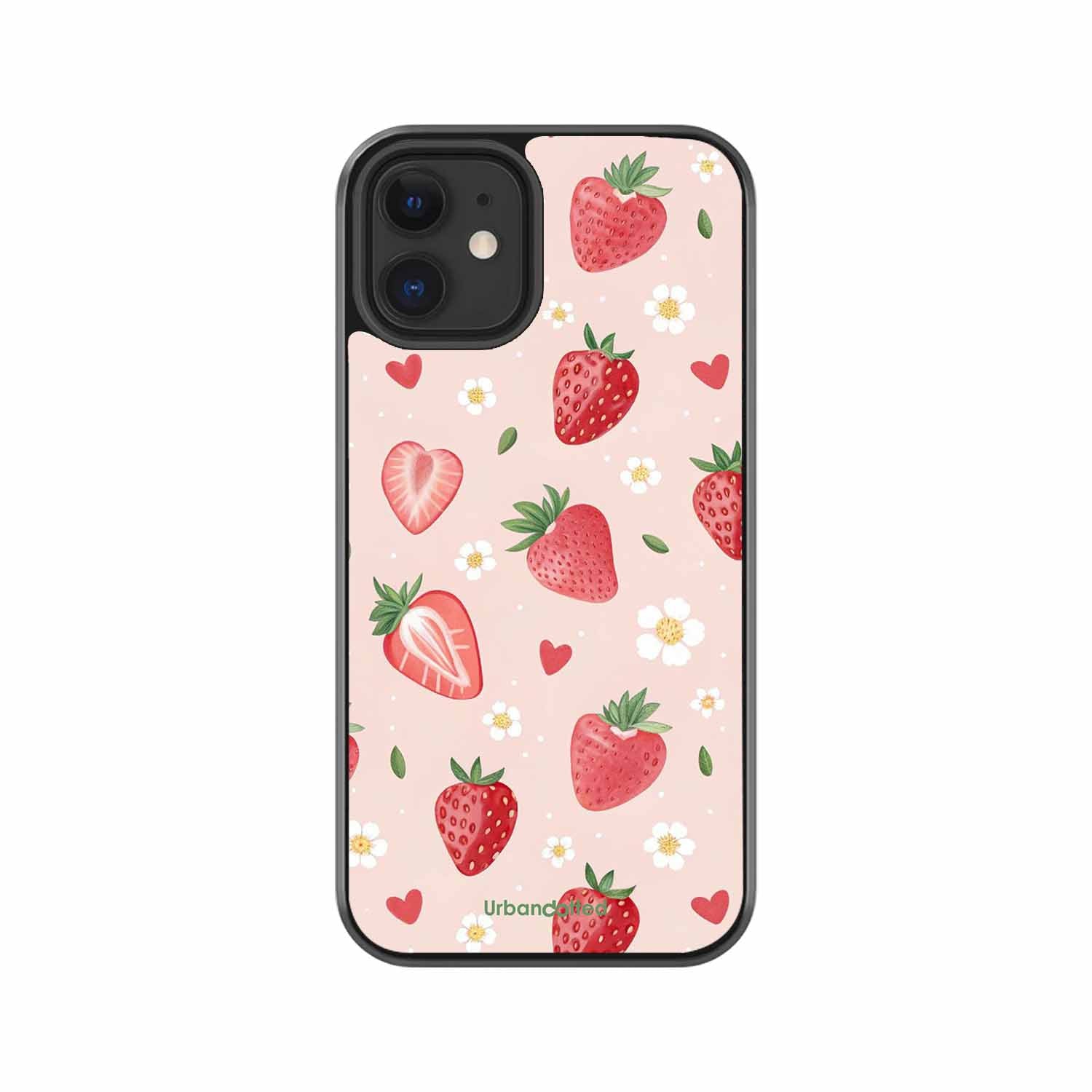 Strawberry Sweetheart Glass Case For iPhone 12 Mini