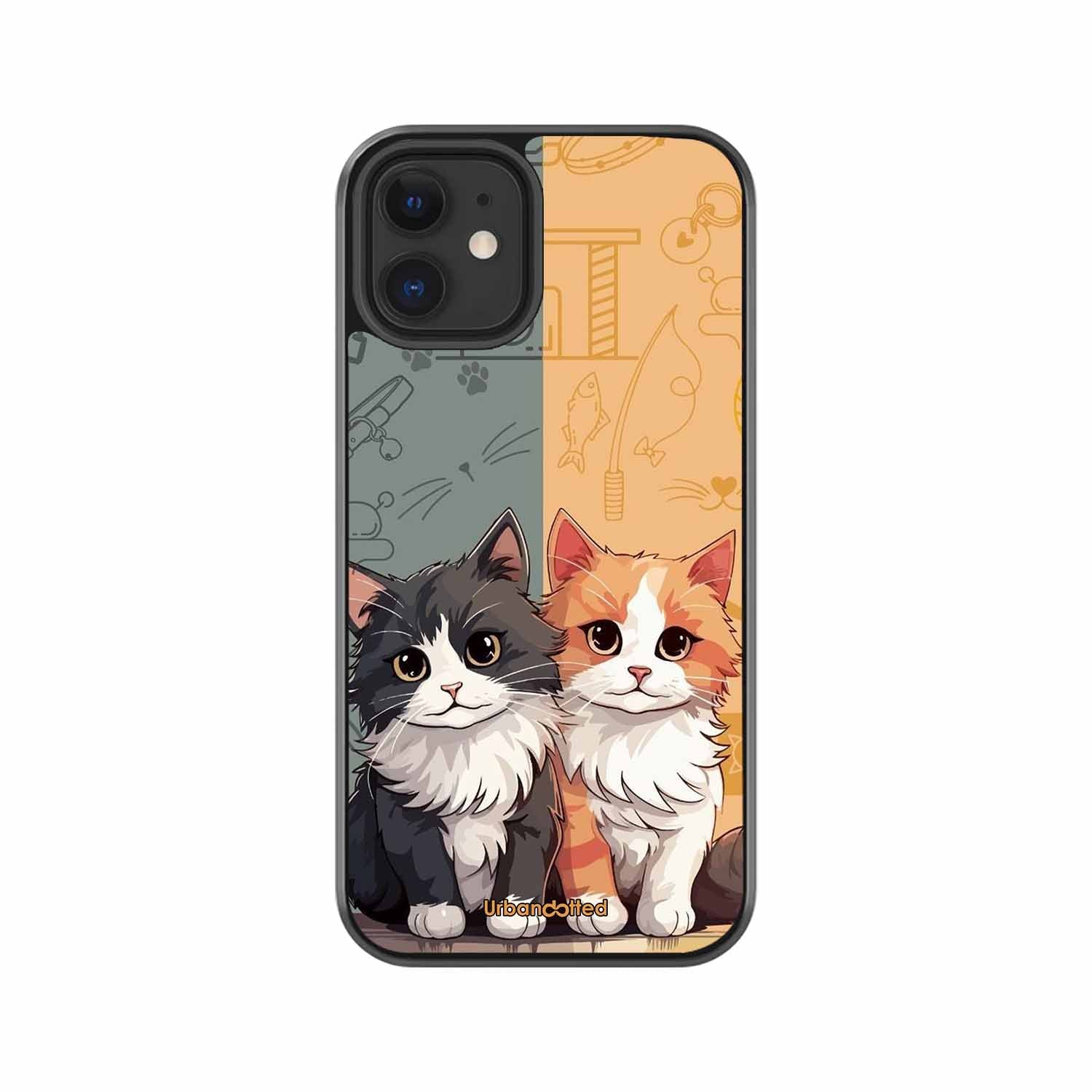 Yin and Yang Cats Glass Case For iPhone 12 Mini