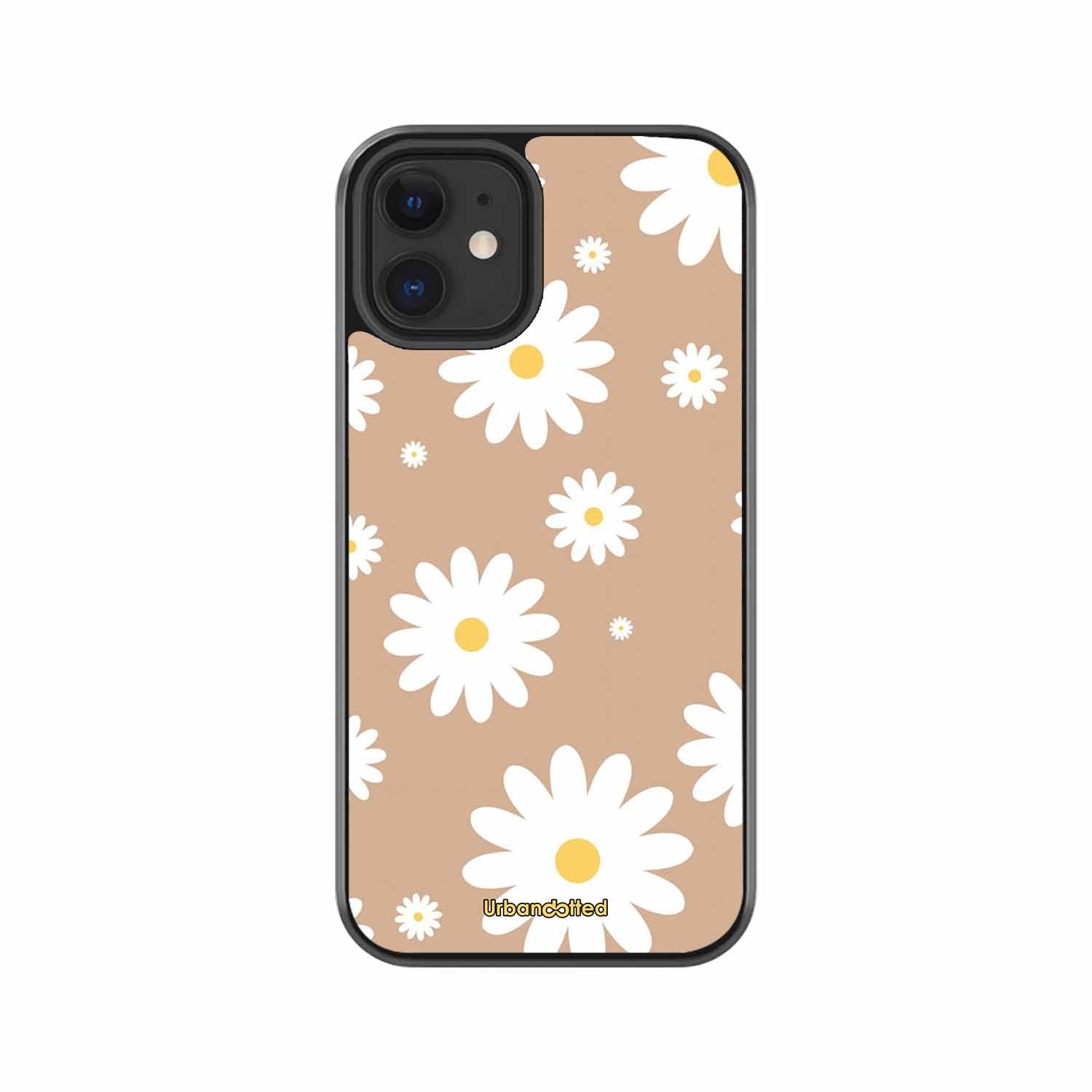 Tan Daisy Field Glass Case For iPhone 12 Mini