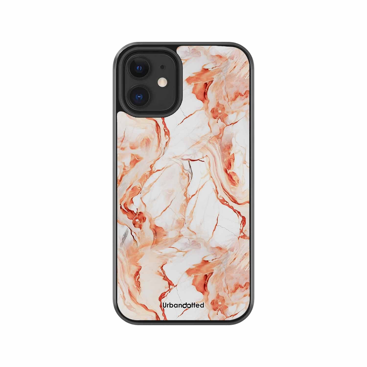 Elegant Rose Gold Veins Glass Case For iPhone 12 Mini
