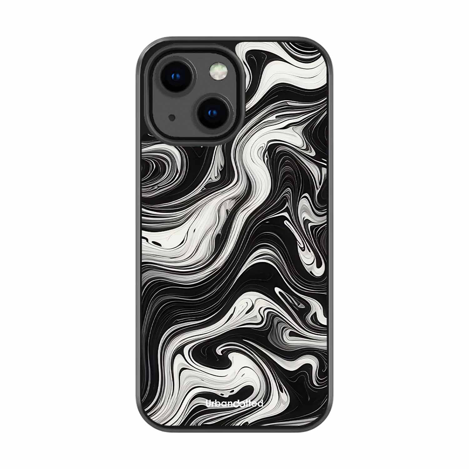 Monochrome Marble Glass Case For iPhone 13 Mini