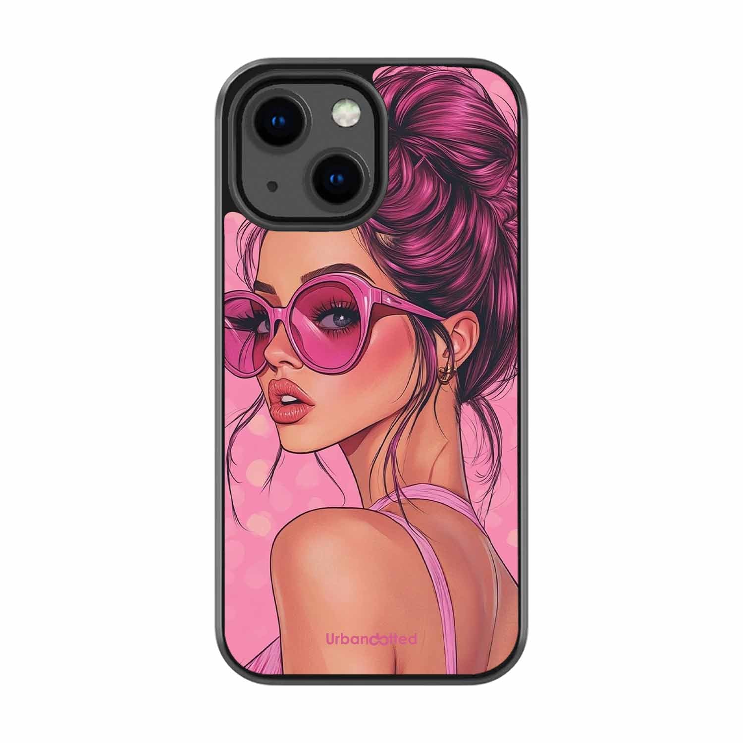 Retro Sunglasses Girl Glass Case For iPhone 13
