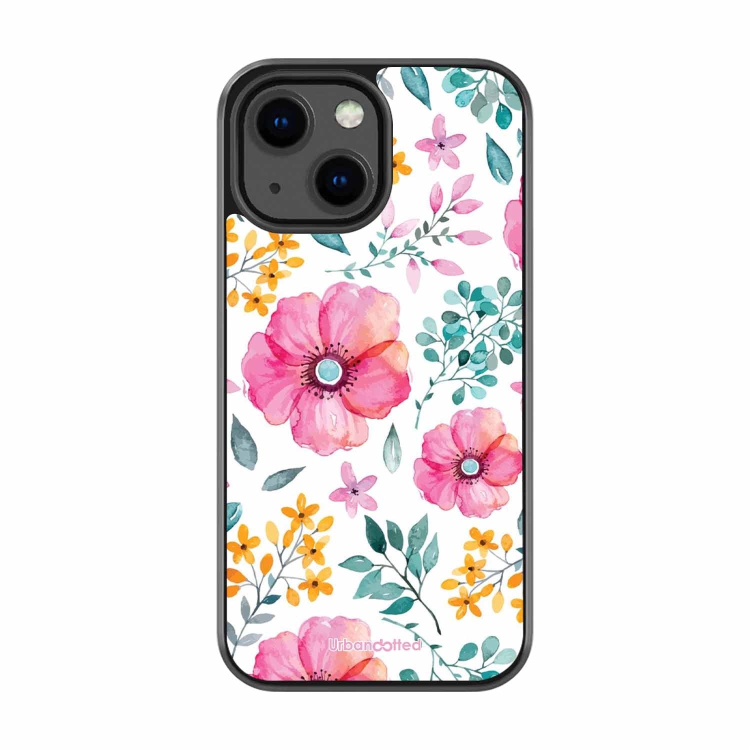 True Blue Wildflower Glass Case For iPhone 13 Mini