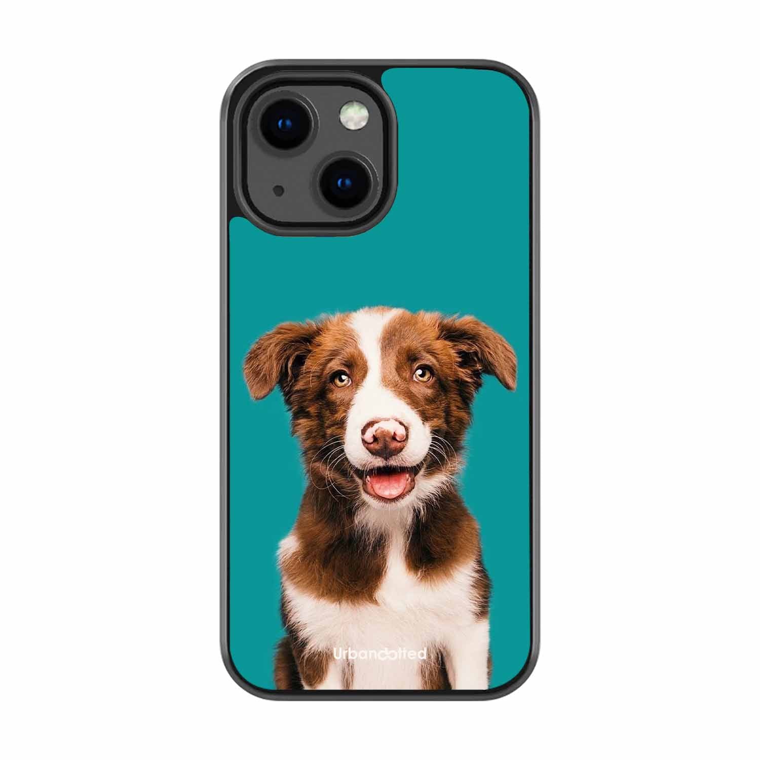 Smiling Dog Portrait Glass Case For iPhone 13 Mini