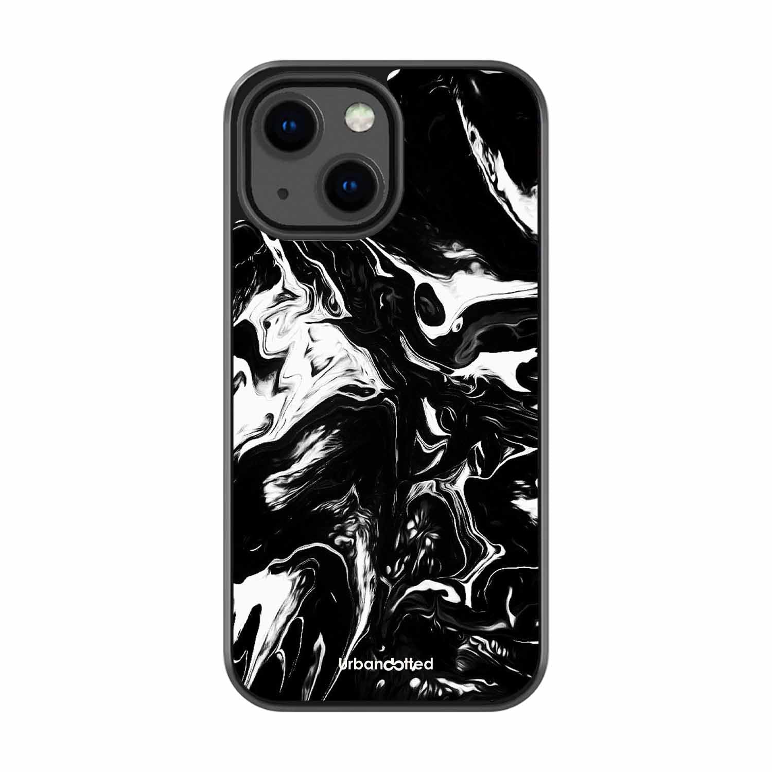 Dark Marble Texture Glass Case For iPhone 13 Mini