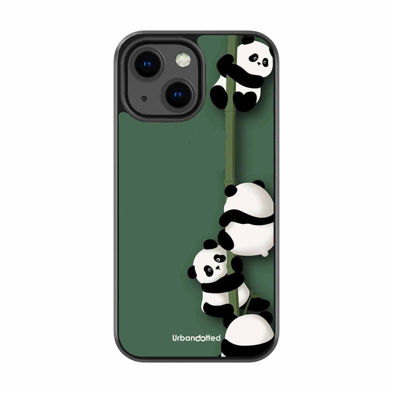 Climbing Pandas Glass Case For iPhone 13 Mini